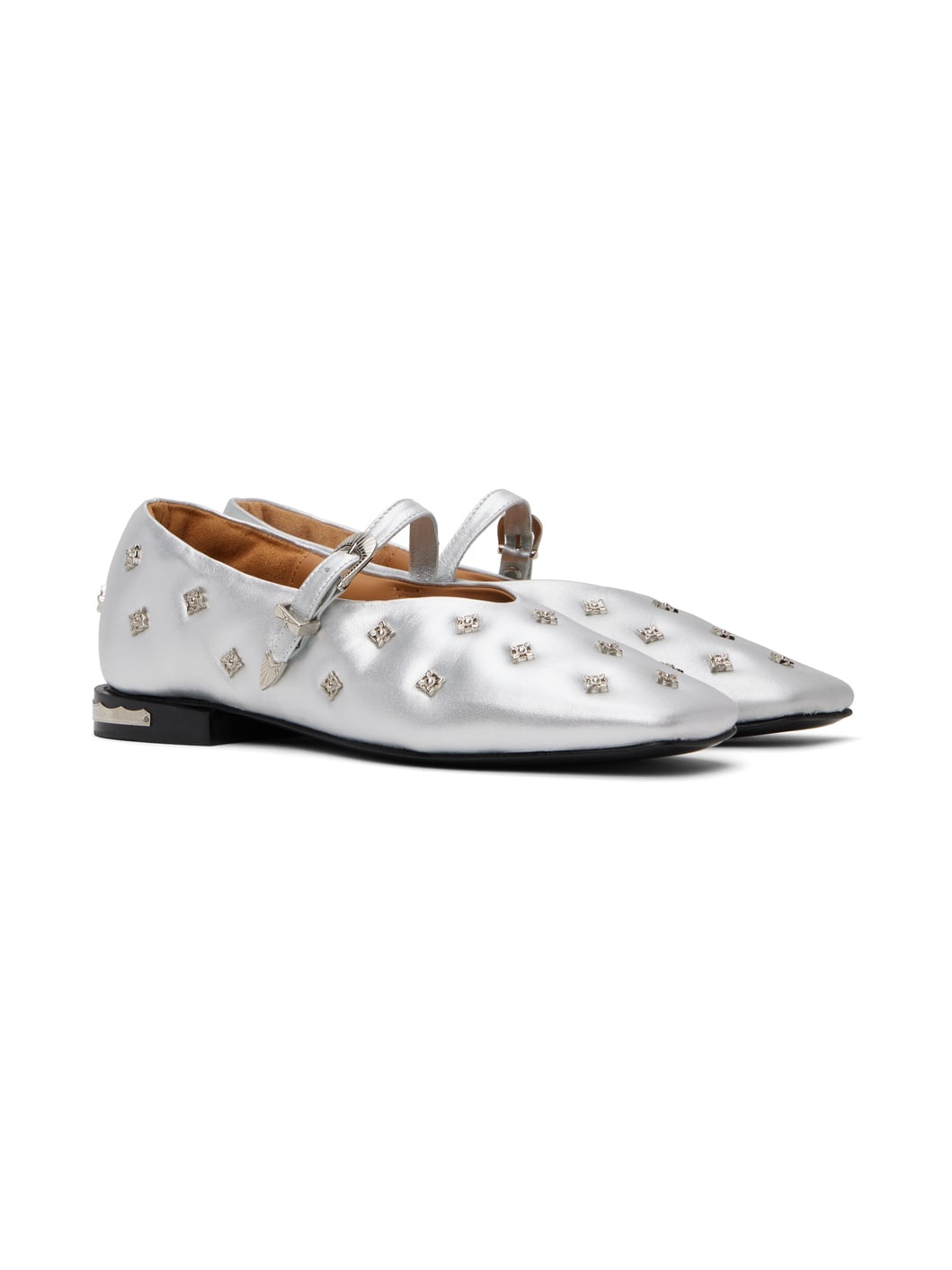 Silver Mary Jane Ballerina Flats - 4
