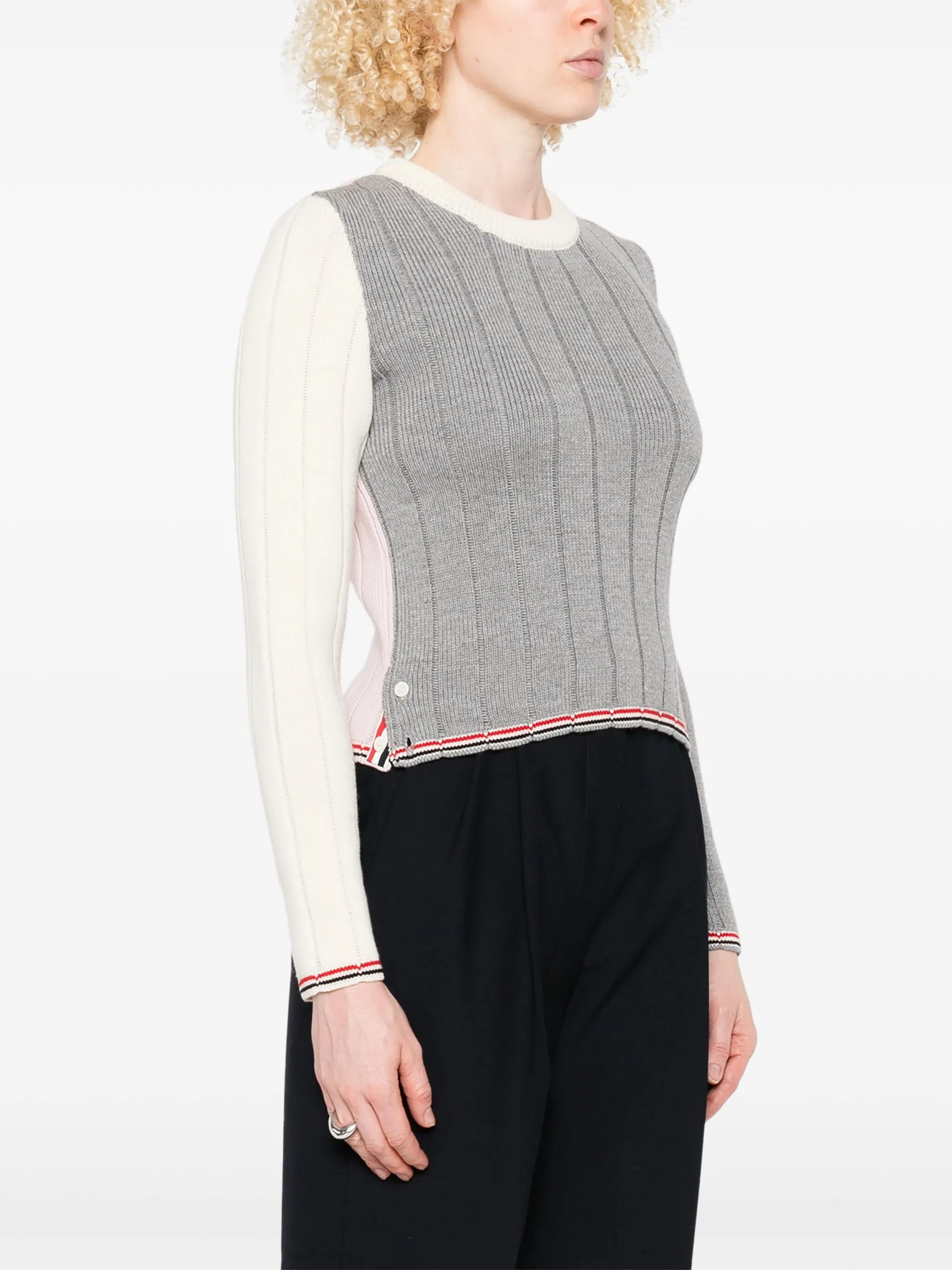 virgin wool ribbed jumper - 3