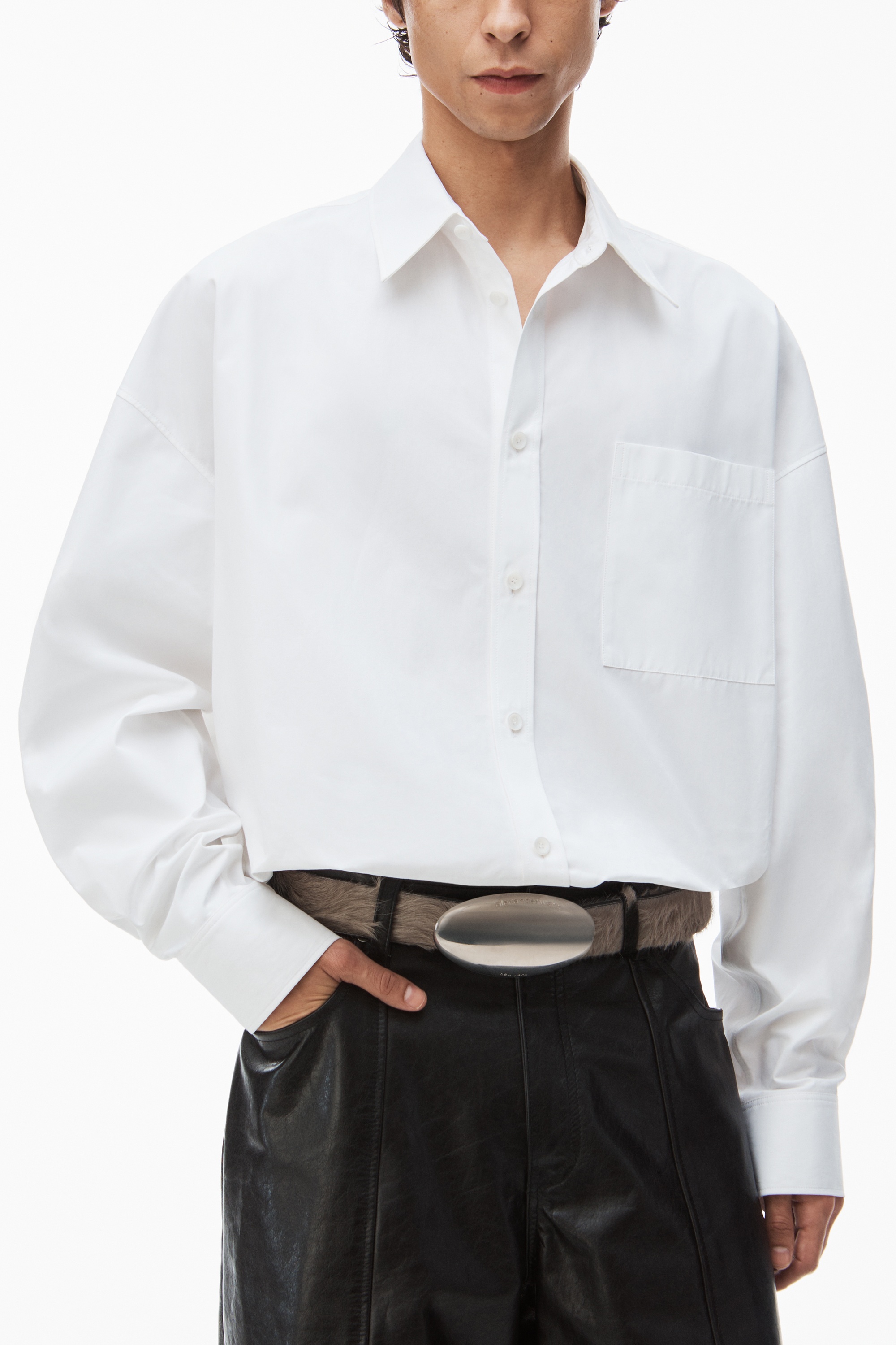 button down logo  shirt in cotton - 3