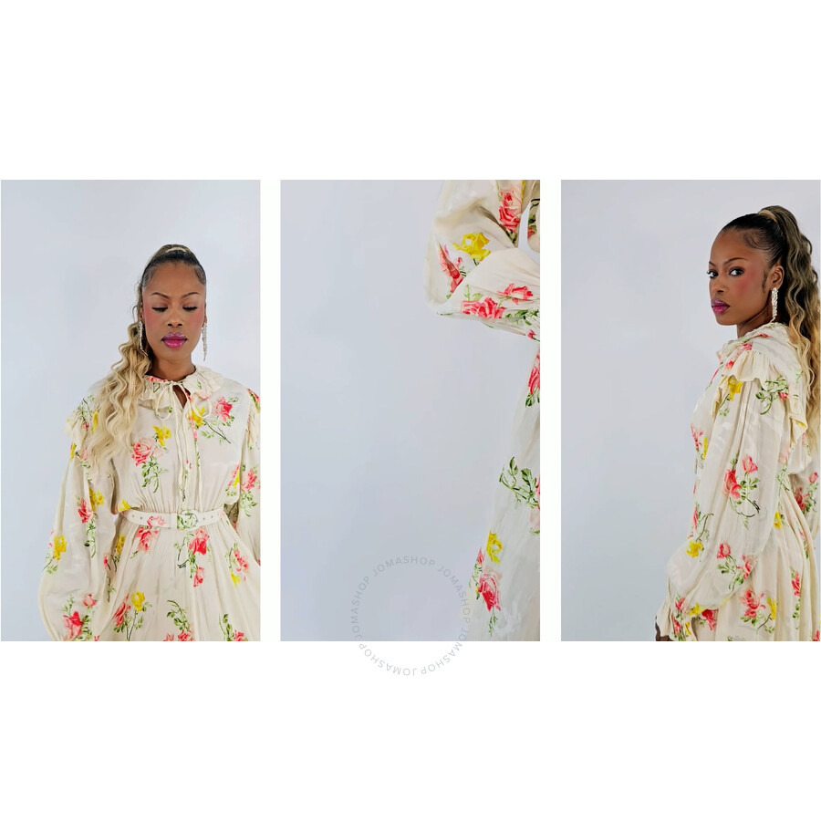 Balenciaga Ladies Vintage Flower Off-Shoulder Dress - 3