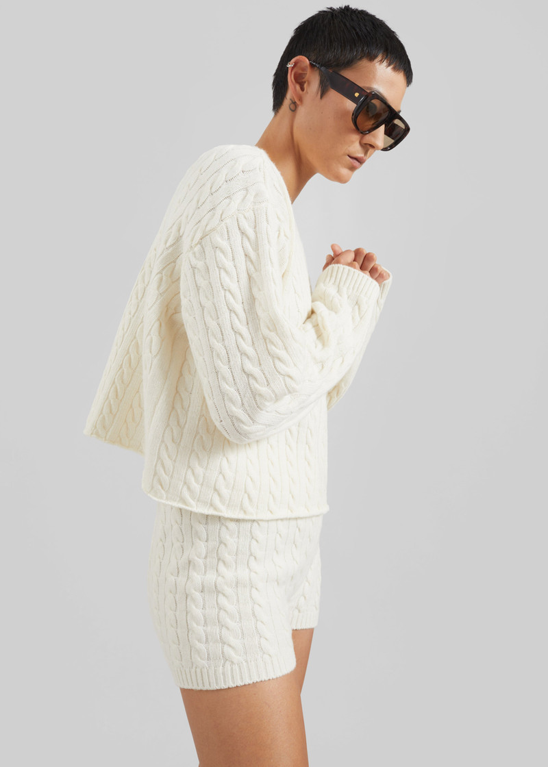 Brisbane Knit Mini Shorts - White 5