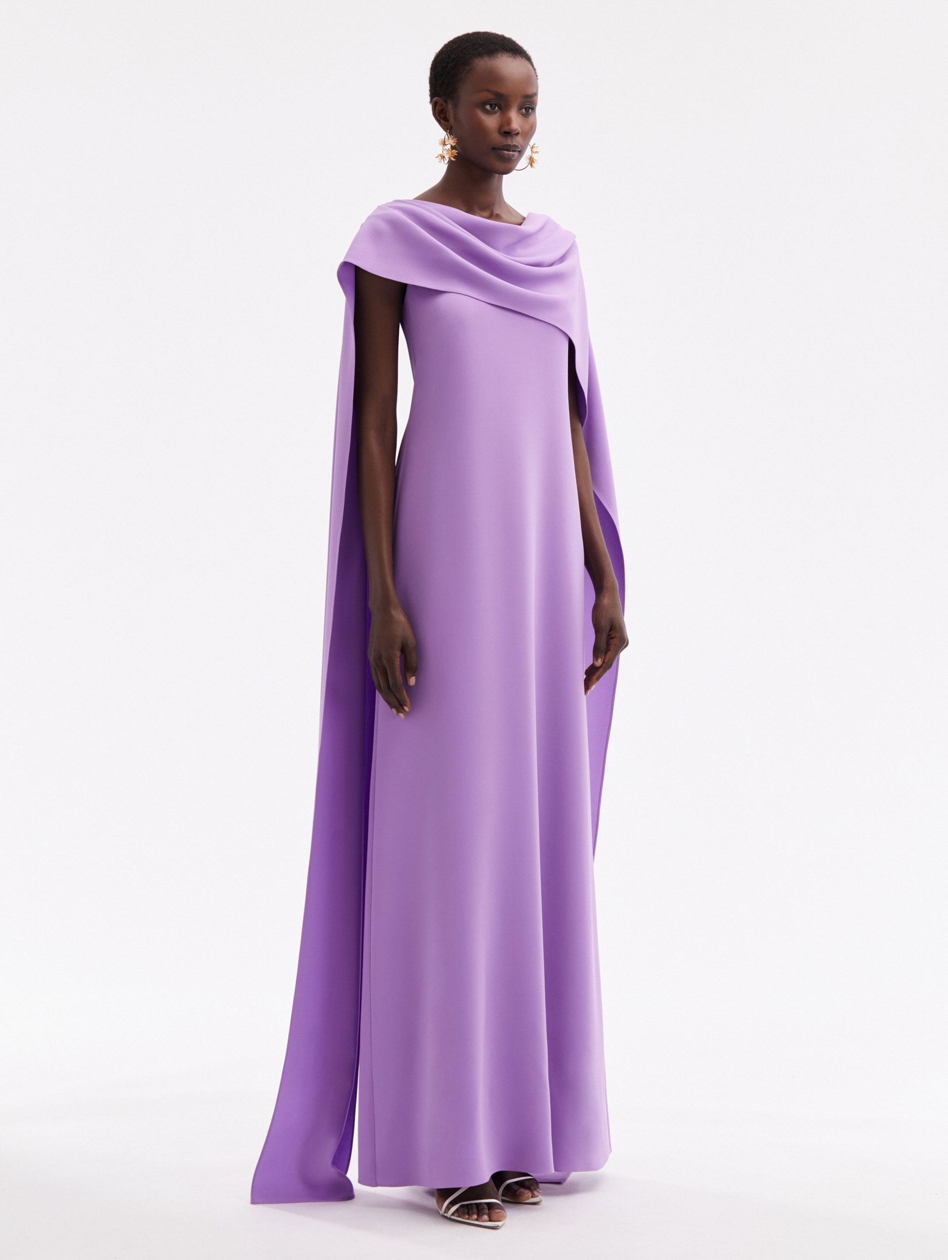 DRAPE NECK GEORGETTE CAFTAN - 3