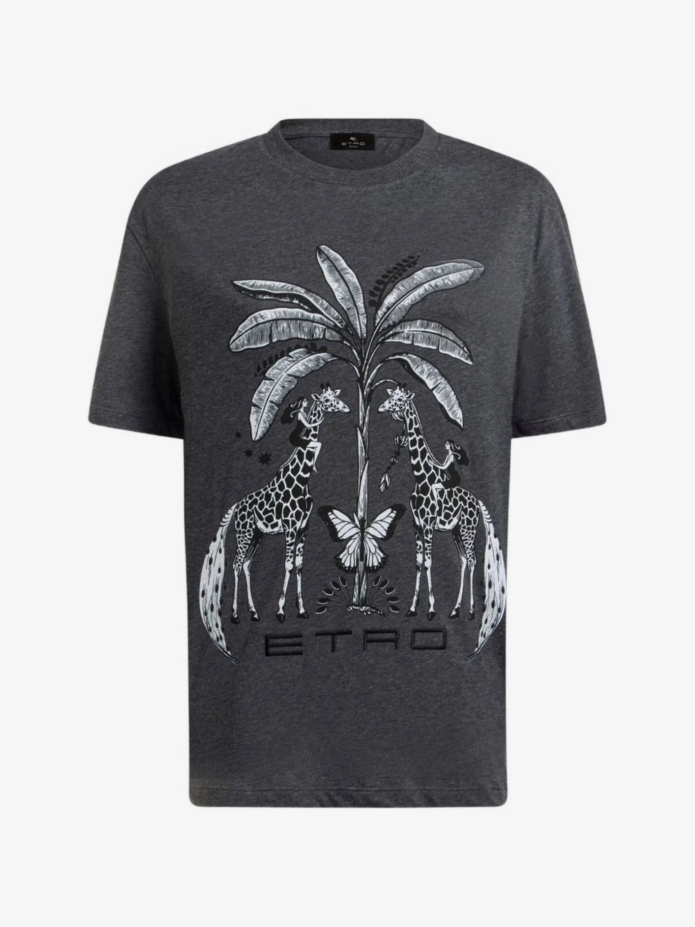 cotton jersey T-shirt with placed giraffe-print - 1