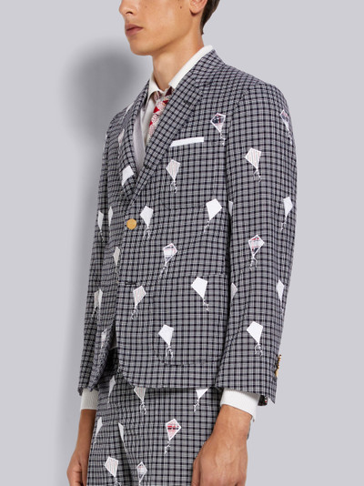 Thom Browne Navy Satin Stitch Patchwork Kite Sack Jacket outlook