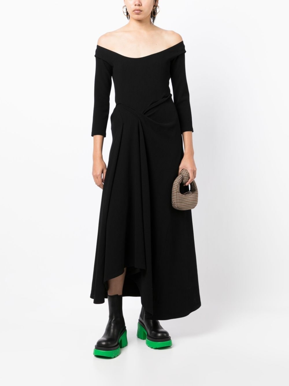 off-shoulder draped maxi dress - 2