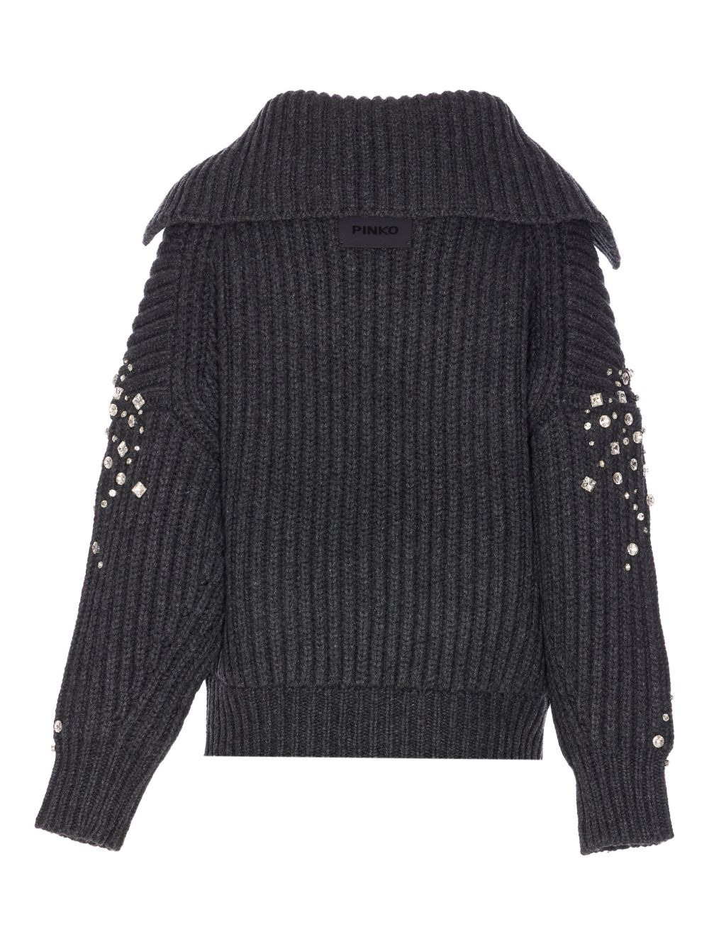 crystal-embellished ribbed cardigan - 2