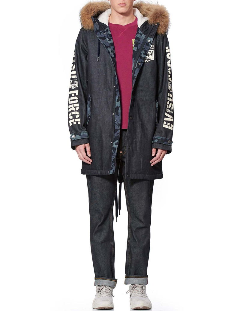 FLEECE-LINING DENIM COAT WITH INSERTED DAICOCK 1