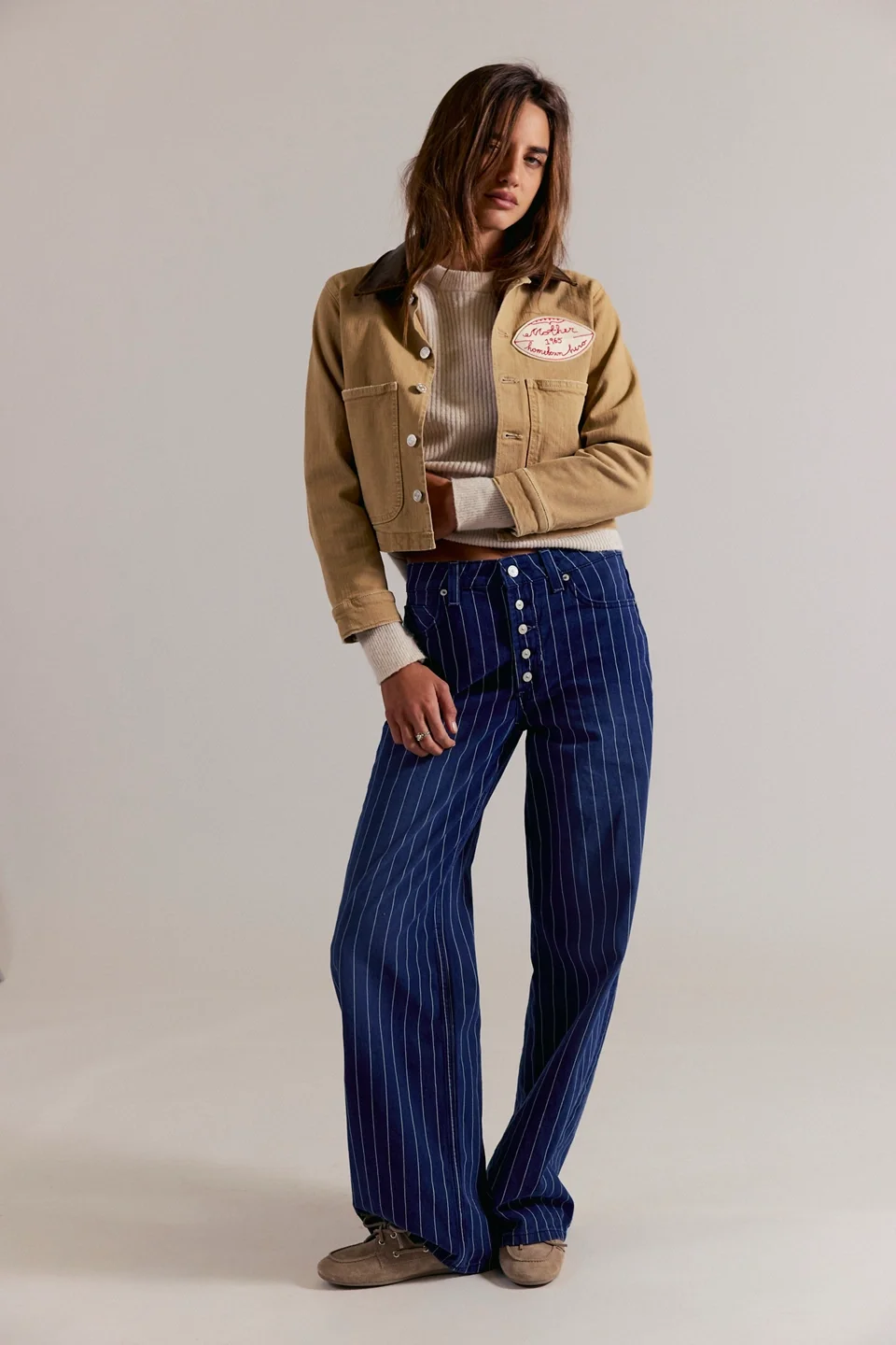 We The Free Nia Striped Boyfriend Jeans - 1
