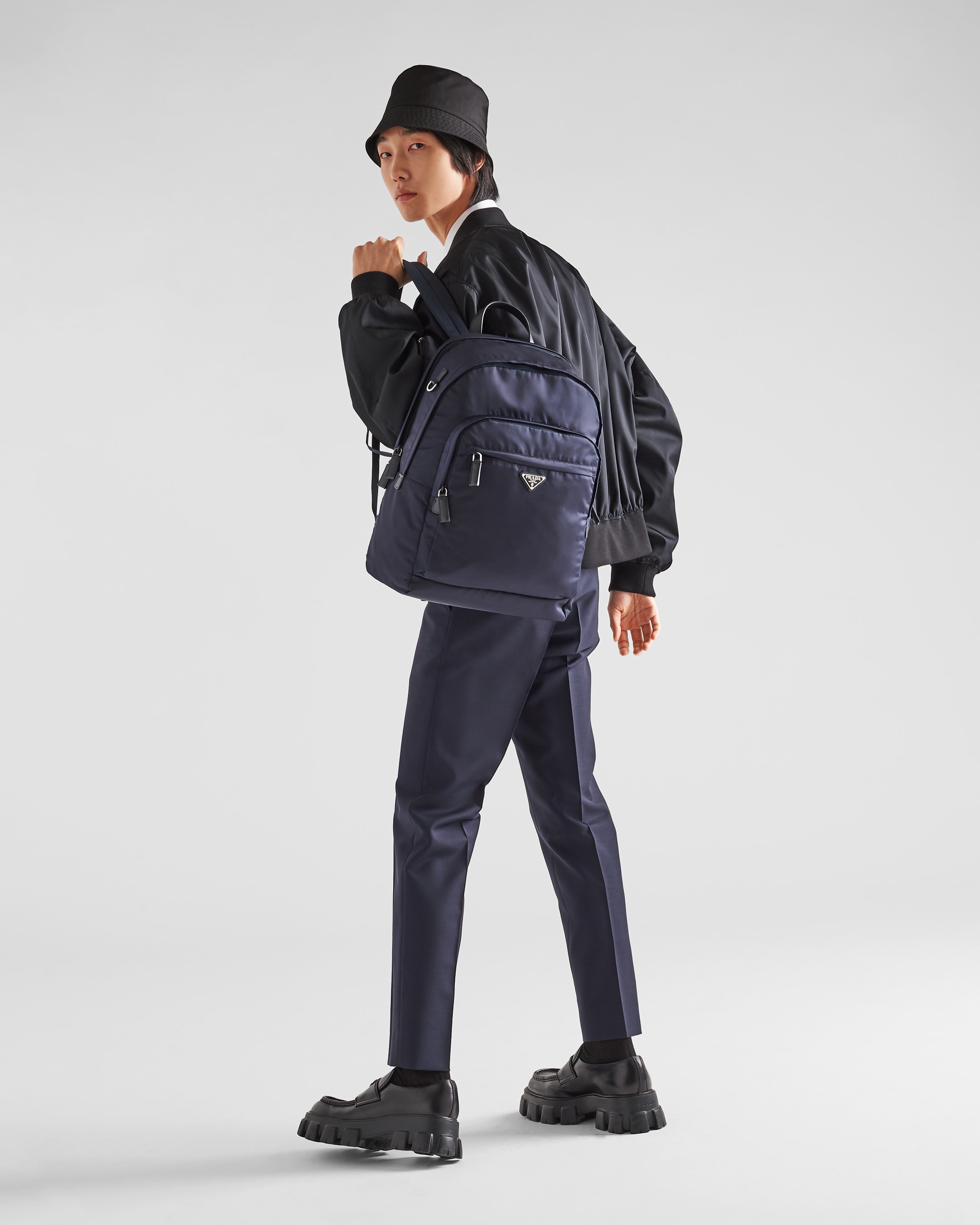 Re-Nylon and Saffiano leather backpack - 2