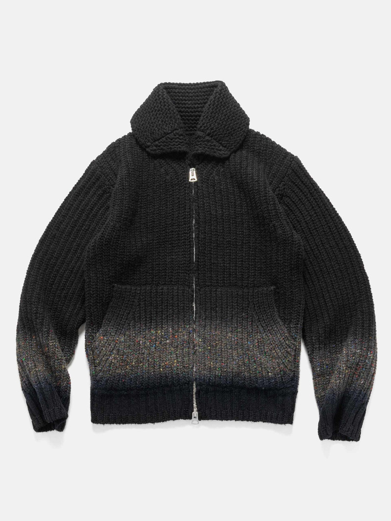Garment Dye Wool Knit Cardigan Black 1