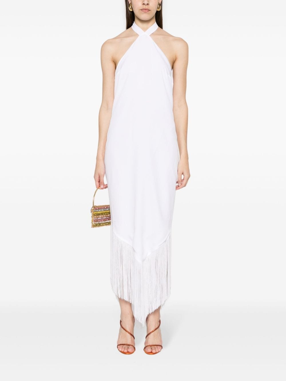 halterneck fringed maxi dress - 2