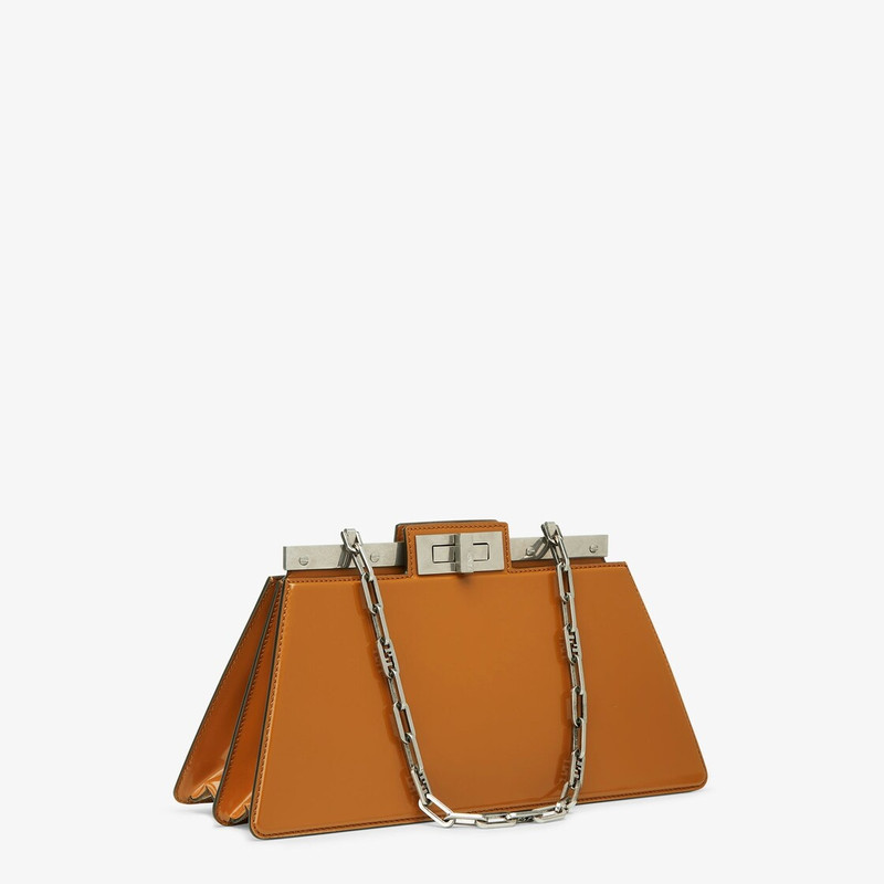 FENDI Medium iconic Peekaboo Cut bag made of brown brushed leather. A new evolution of the Peekaboo ISeeU, outlook