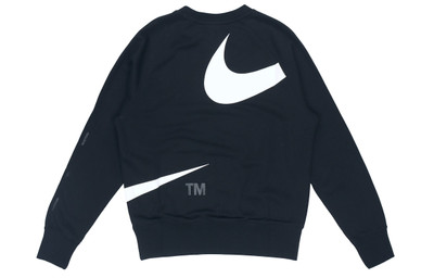Nike Men's Nike Swoosh Ft Crew Large Logo Printing Knit Round Neck Pullover Autumn Black DD6097-010 outlook