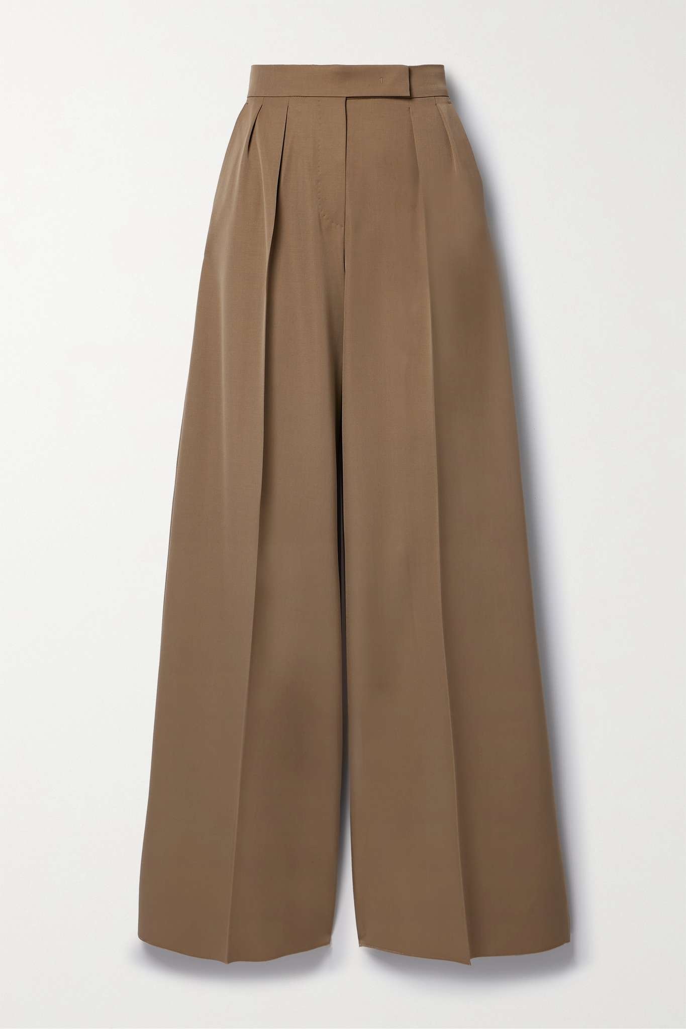 Libbra pleated wool and mohair-blend twill wide-leg pants - 1