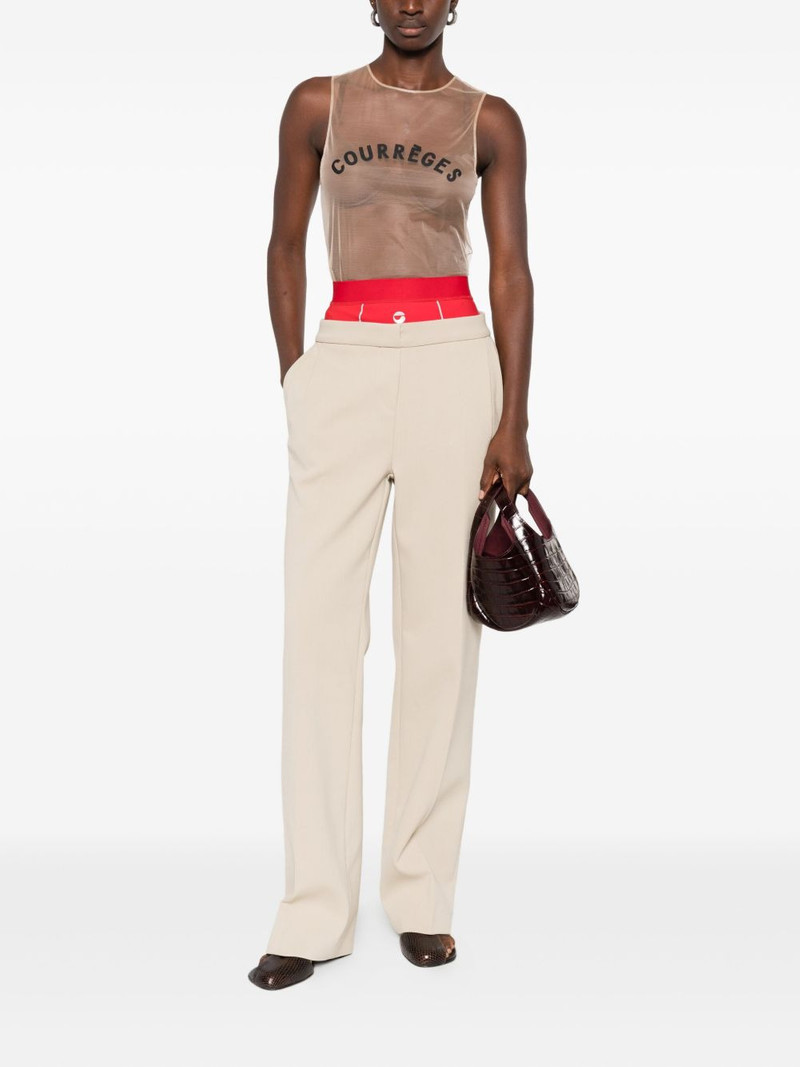 courrèges logo-print tulle top outlook