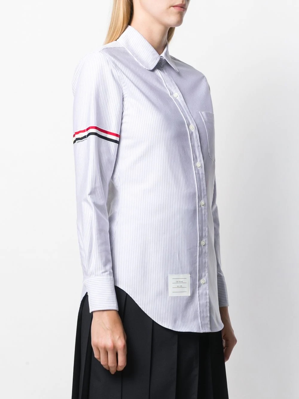 vertical-stripe RWB-detail shirt - 3