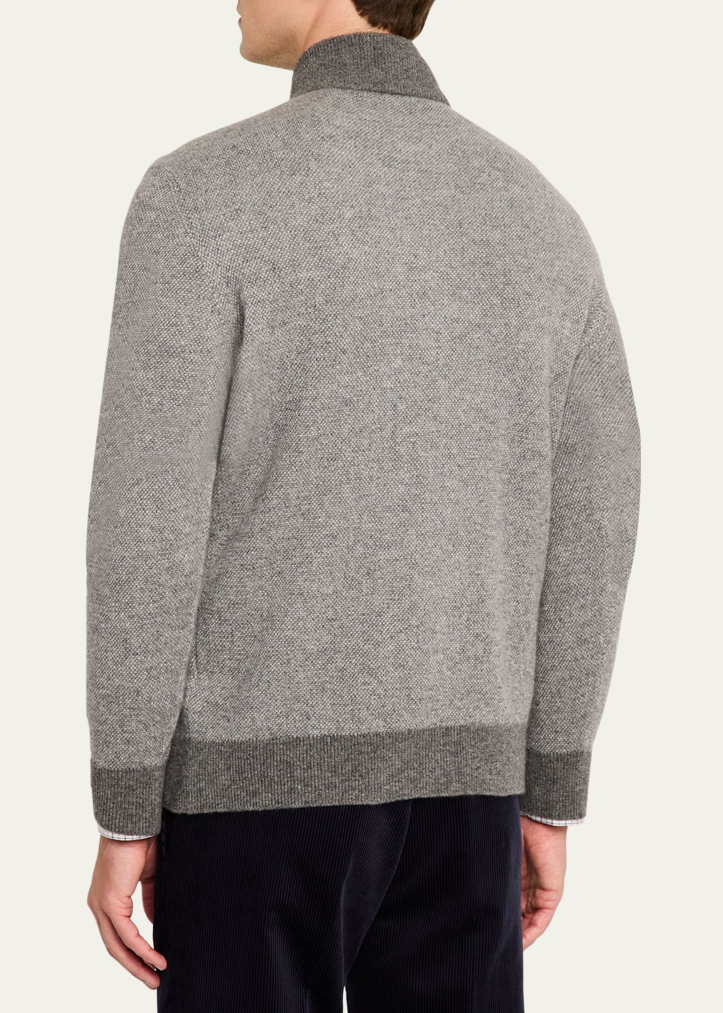 Men's Birdseye Cashmere Quarter-Zip Sweater - 3