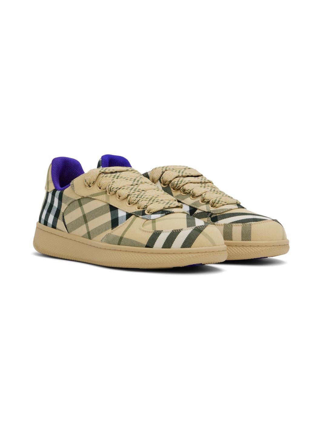 Beige Check Terrace Sneakers - 4