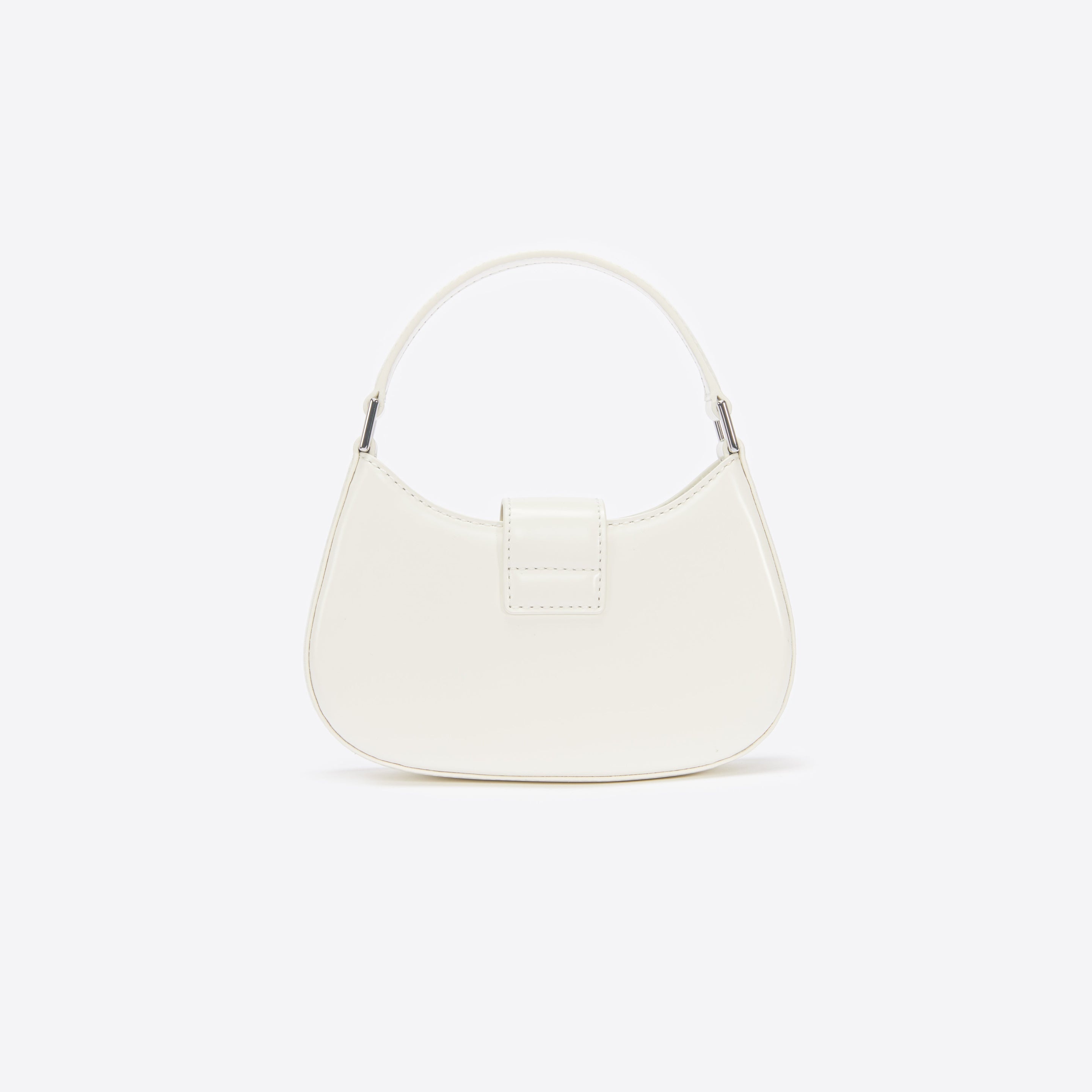 Cream Leather Crescent Bag - 2
