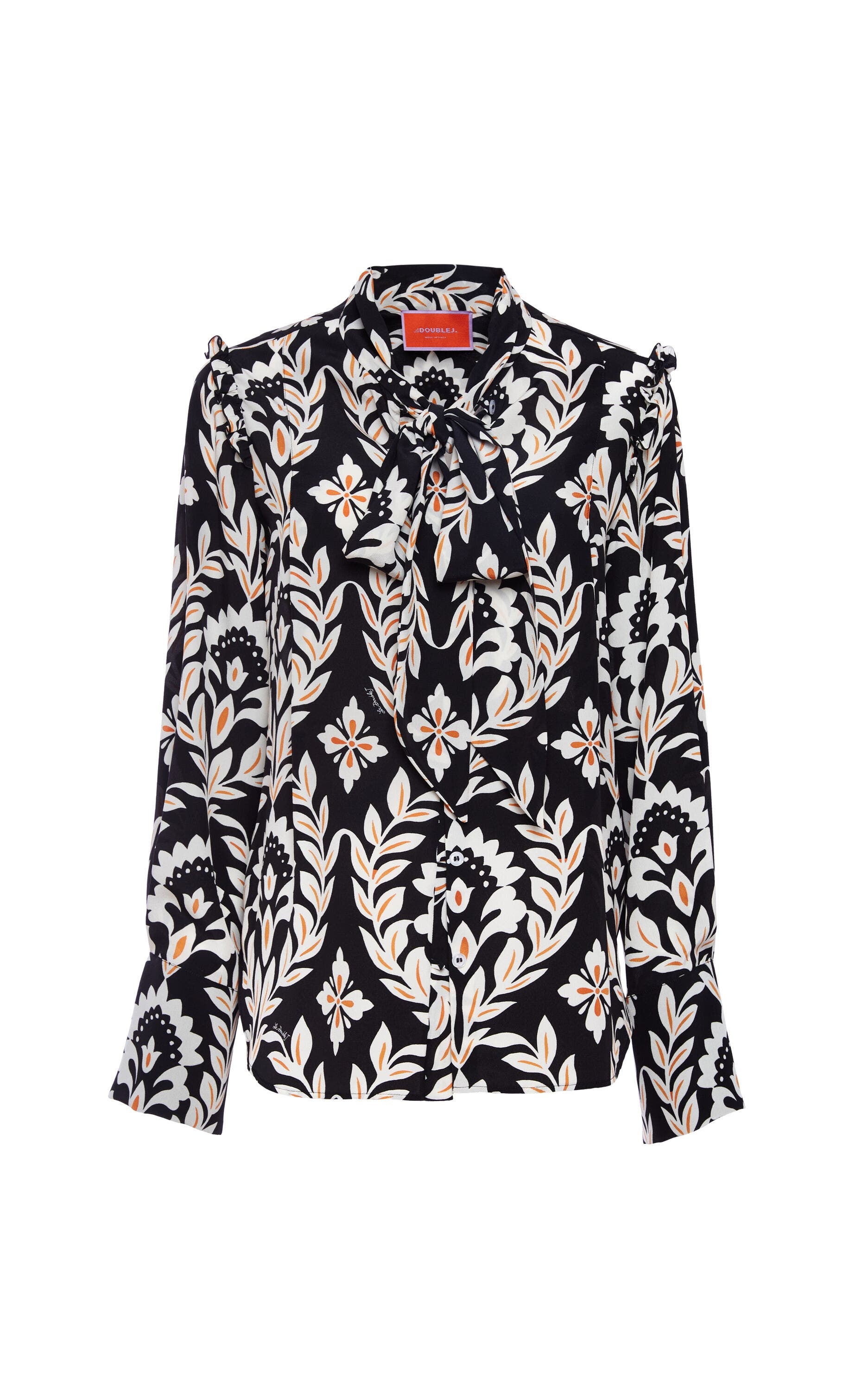La DoubleJ Ascot Shirt Ghirlanda Black at Nordstrom - 2