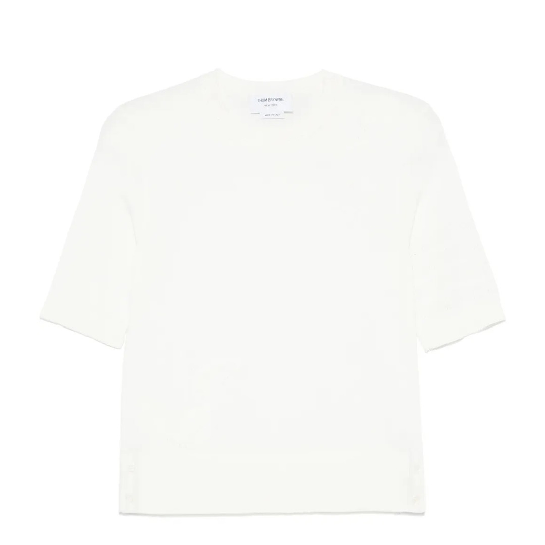 Feather Intarsia Pointelle 4-Bar Tee Women - 6