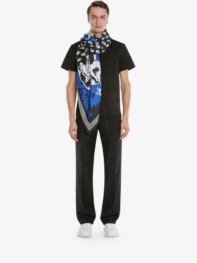 Men's McQueen Graffiti Biker Foulard in Black/blue 4