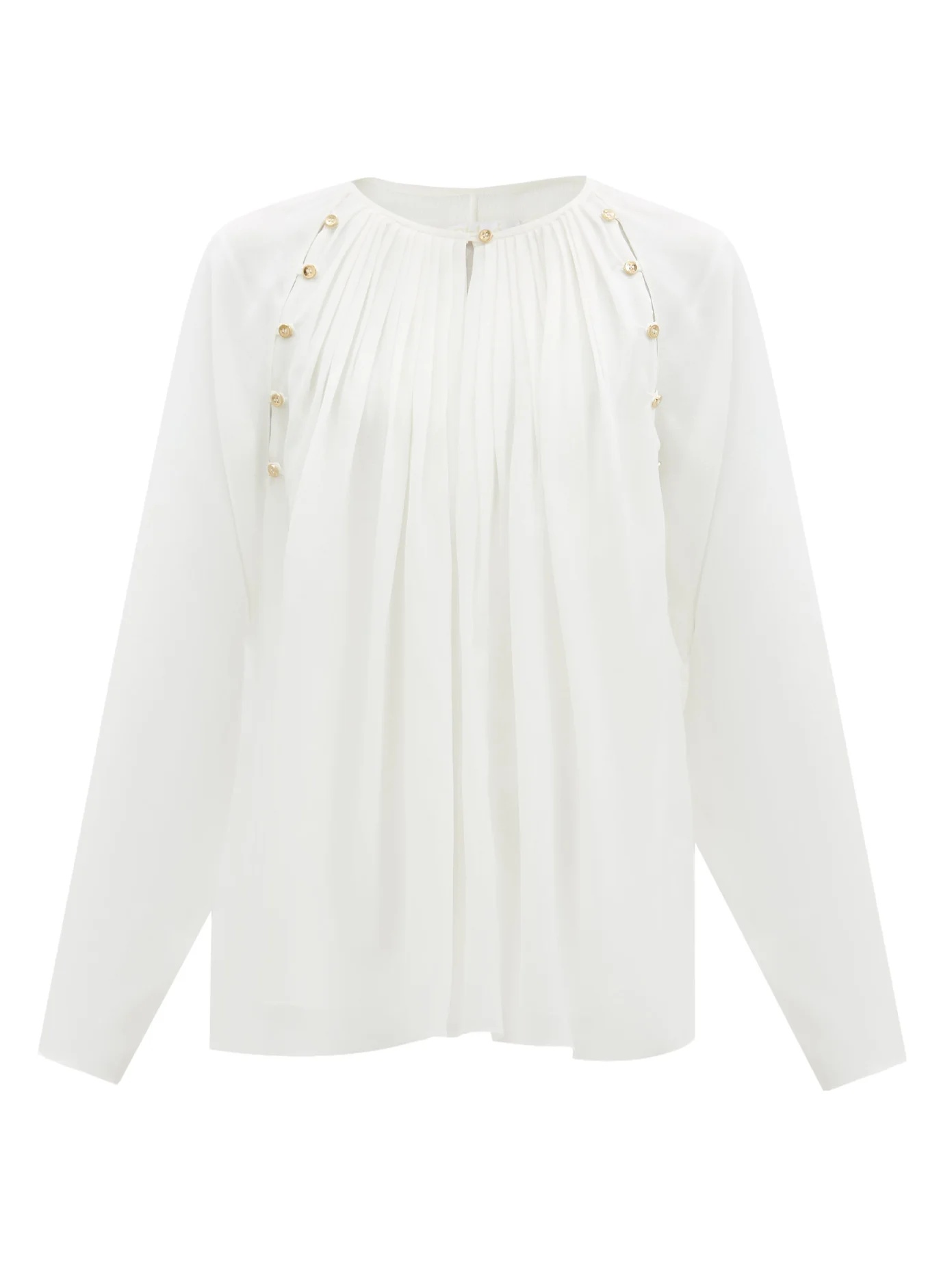 Pleated silk-georgette blouse - 1