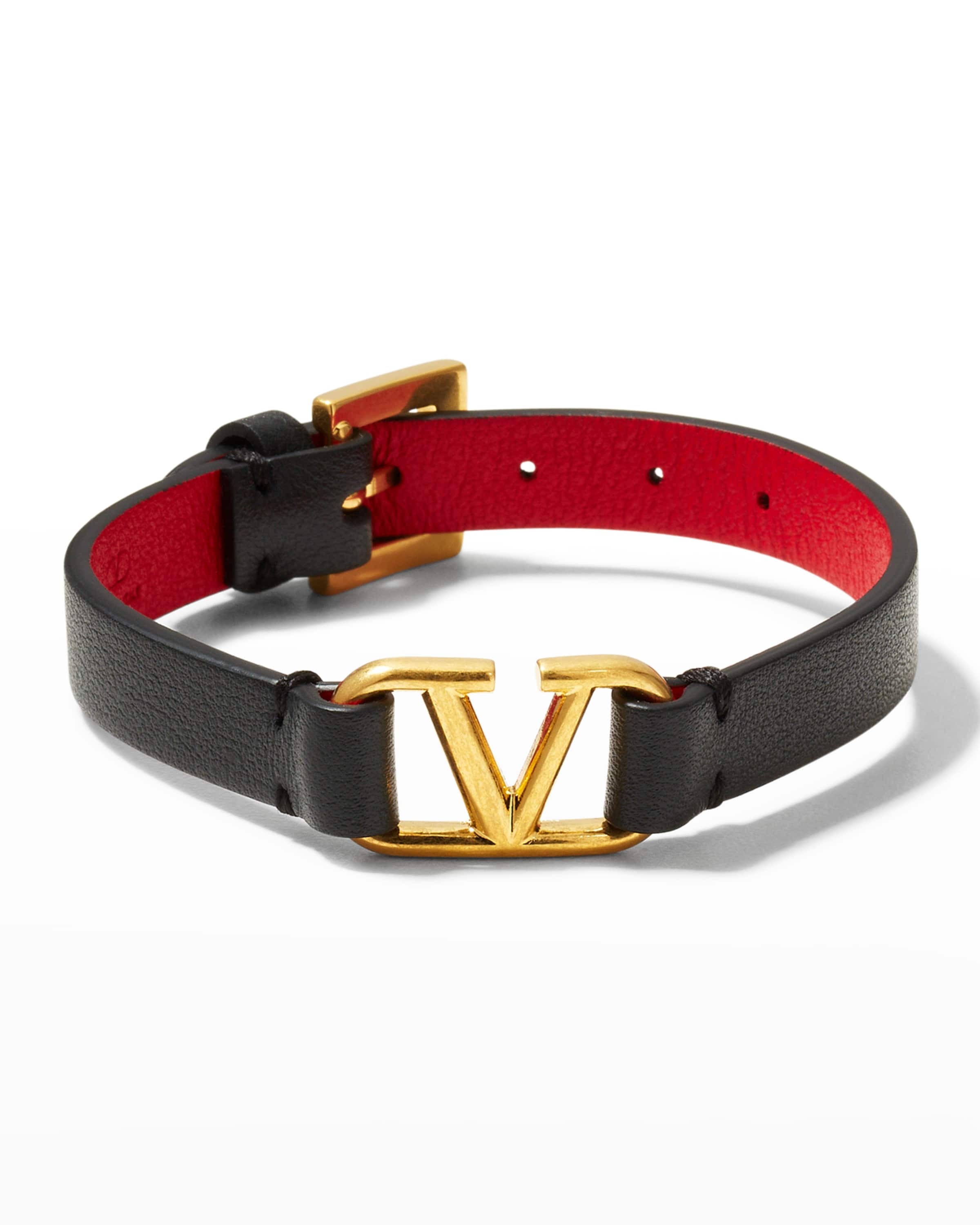 Antiqued Brass Logo Leather Bracelet - 1