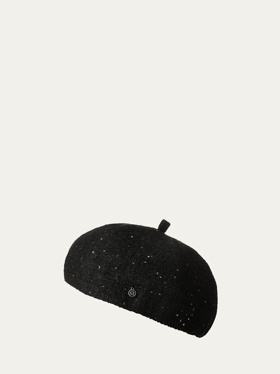 Emy Sequin Tweed Beret Hat - 1