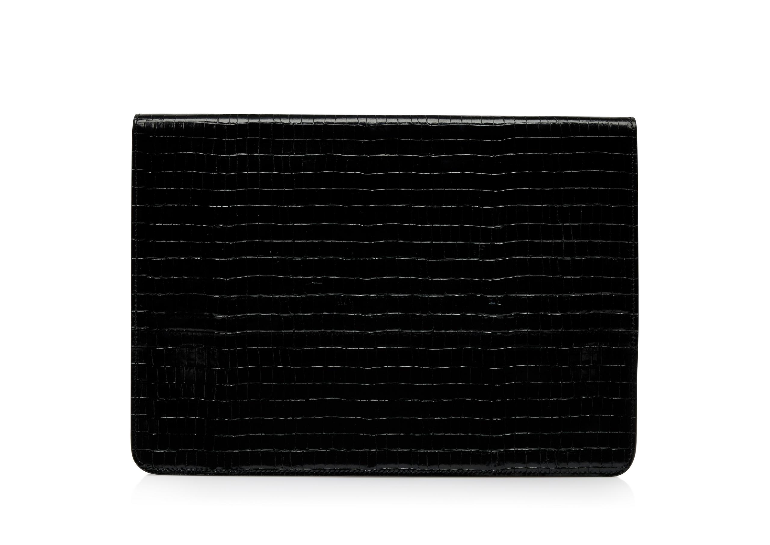 GLOSSY PRINTED CROC T PIN PORTFOLIO - 3