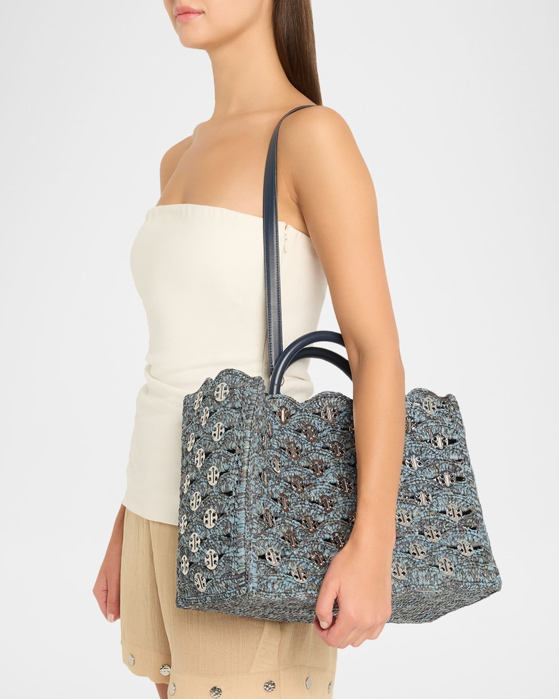 rabanne Sac a Main Denim Raffia Tote Bag outlook