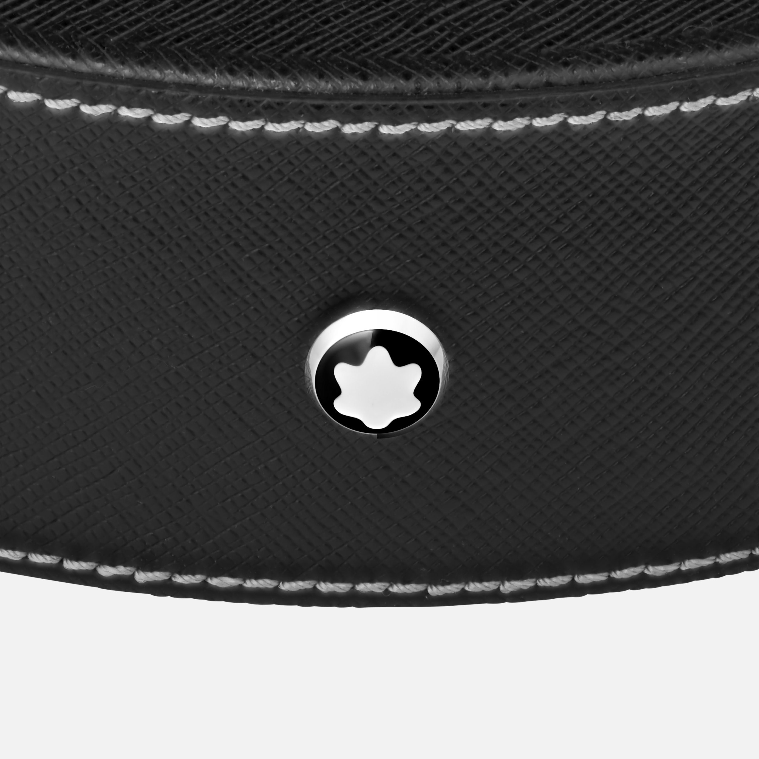 Round desk tray in black leather (Large) - 3