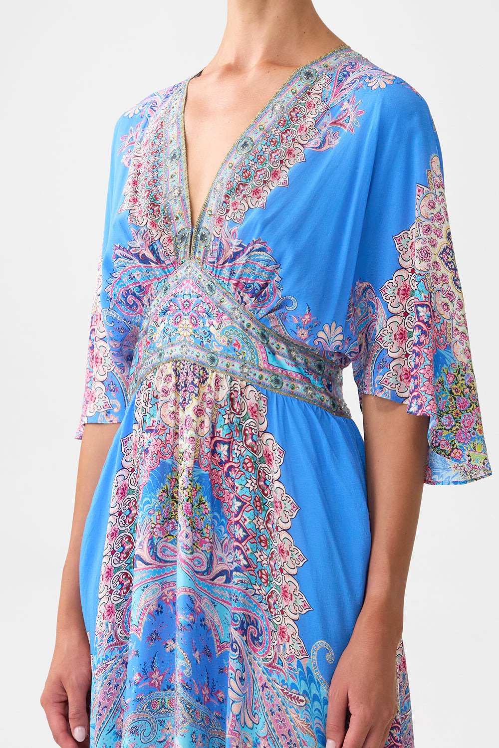 WAISTED DRESS WITH HEM RUFFLE - 5