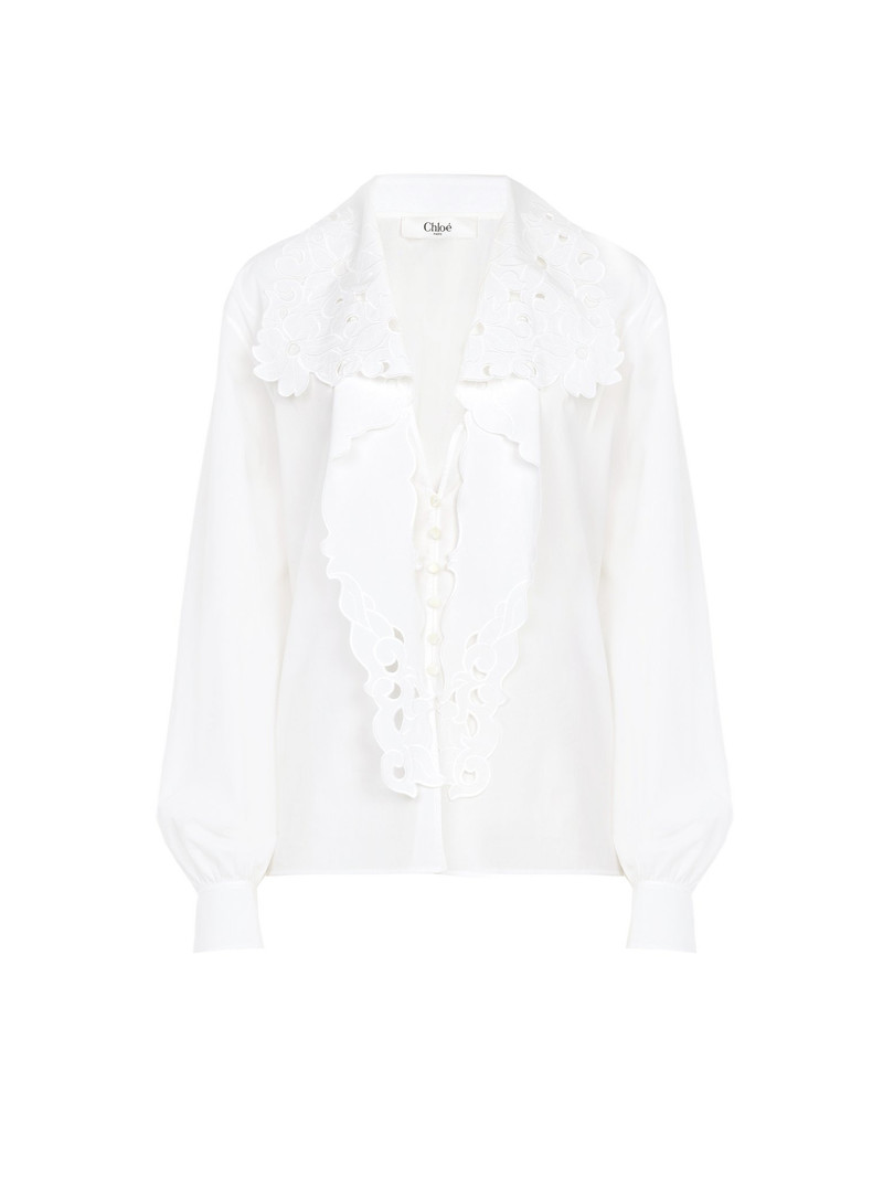 EMBROIDERED LAVALLIRE SHIRT IN COTTON POPLIN 1