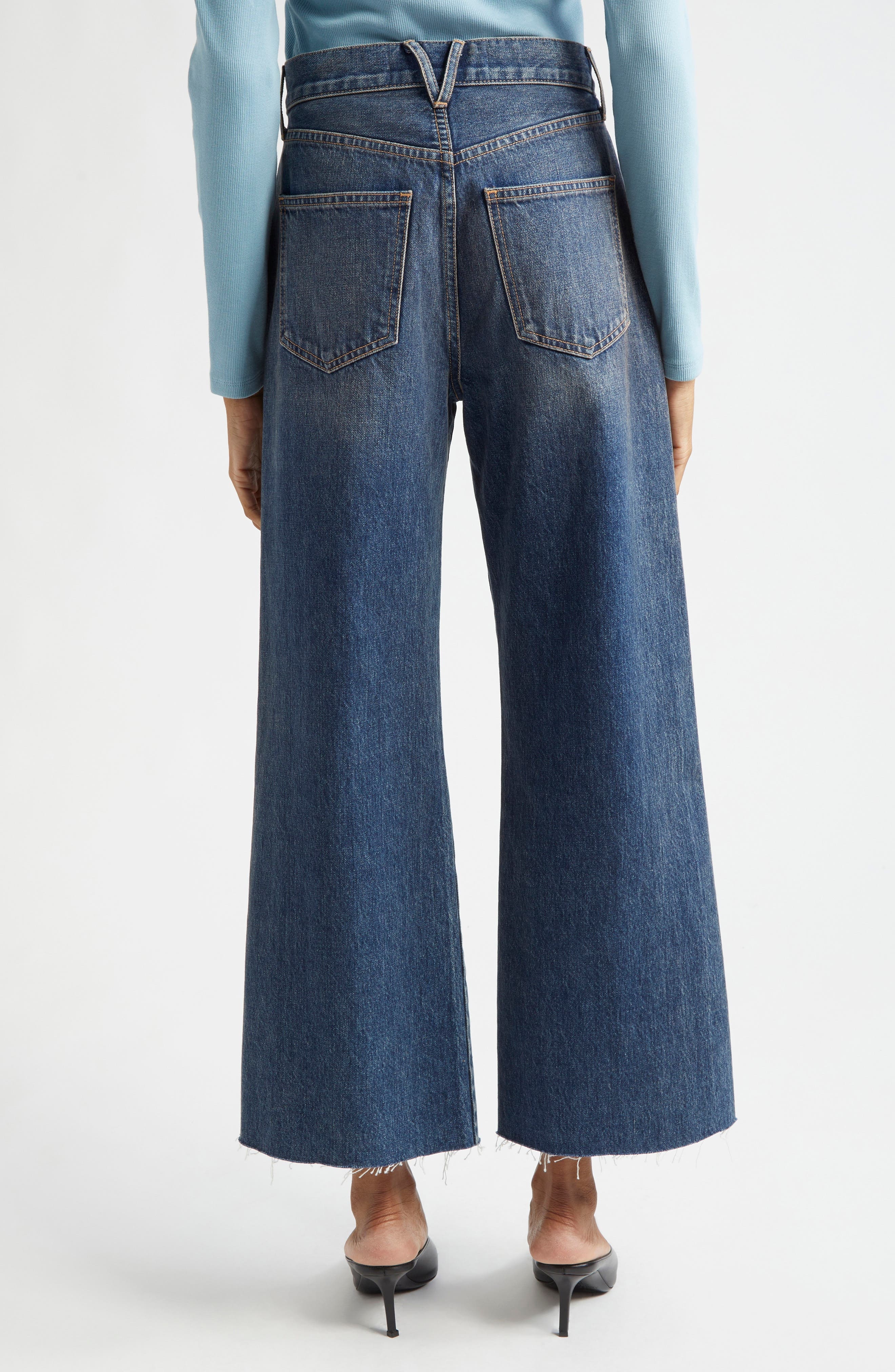 Veronica Beard Taylor Raw Hem High Waist Ankle Wide Leg Jeans in Equinox Blue at Nordstrom - 3