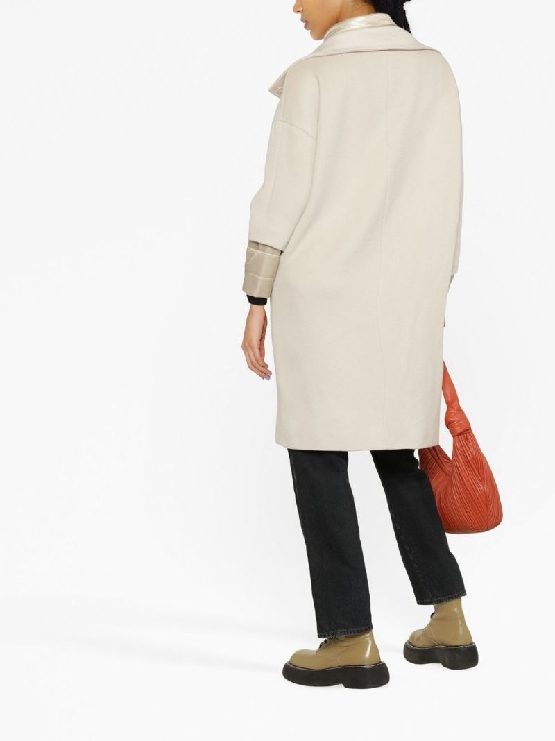 funnel neck single-breasted coat - 4