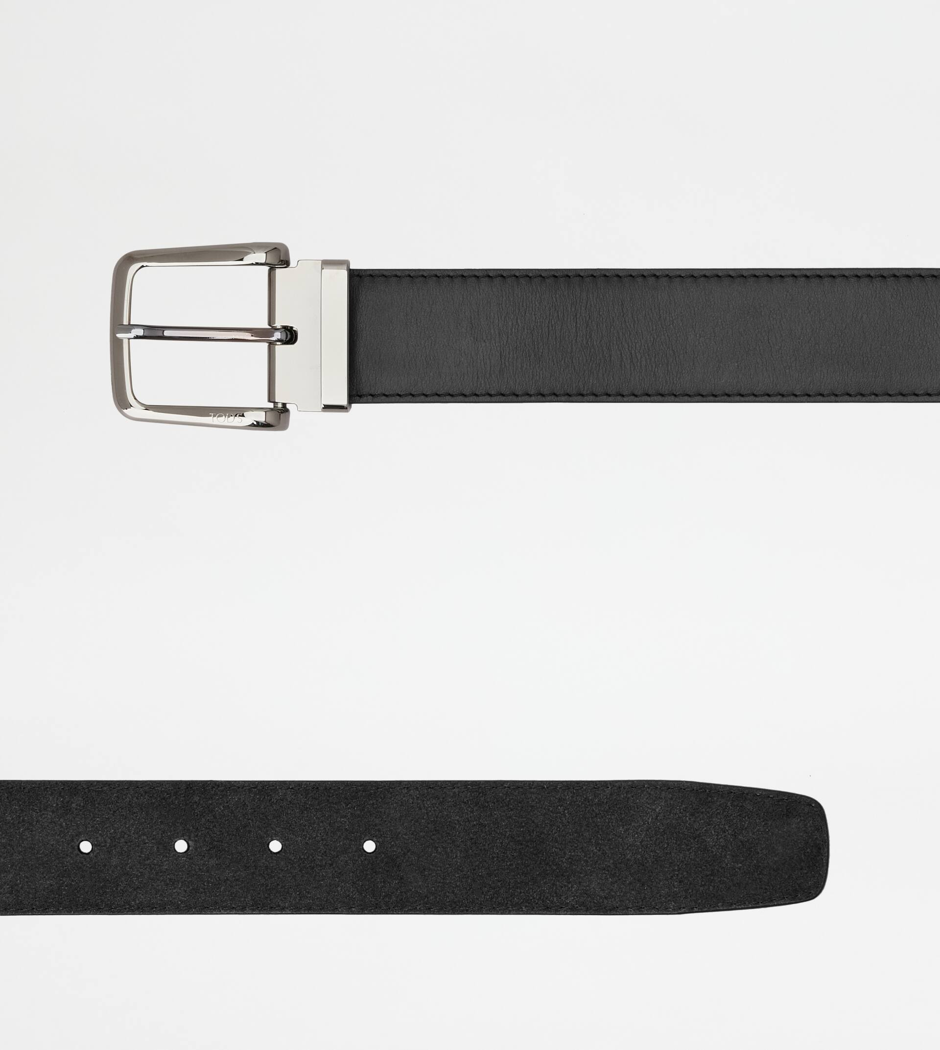ADJUSTABLE AND REVERSIBLE BELT IN LEATHER - BLACK - 3
