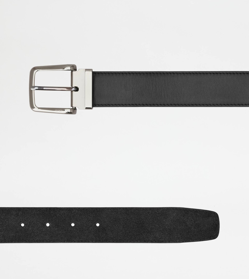 ADJUSTABLE AND REVERSIBLE BELT IN LEATHER - BLACK 3