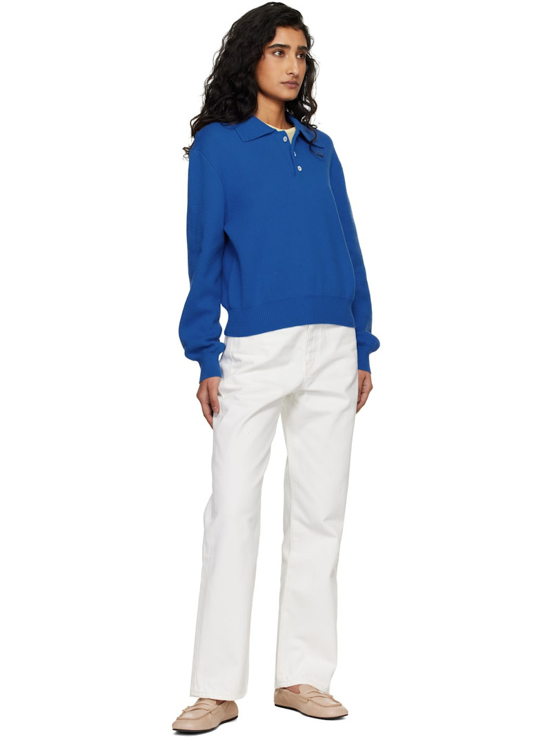Dunst Blue Cashmere Collared Sweater Polo outlook