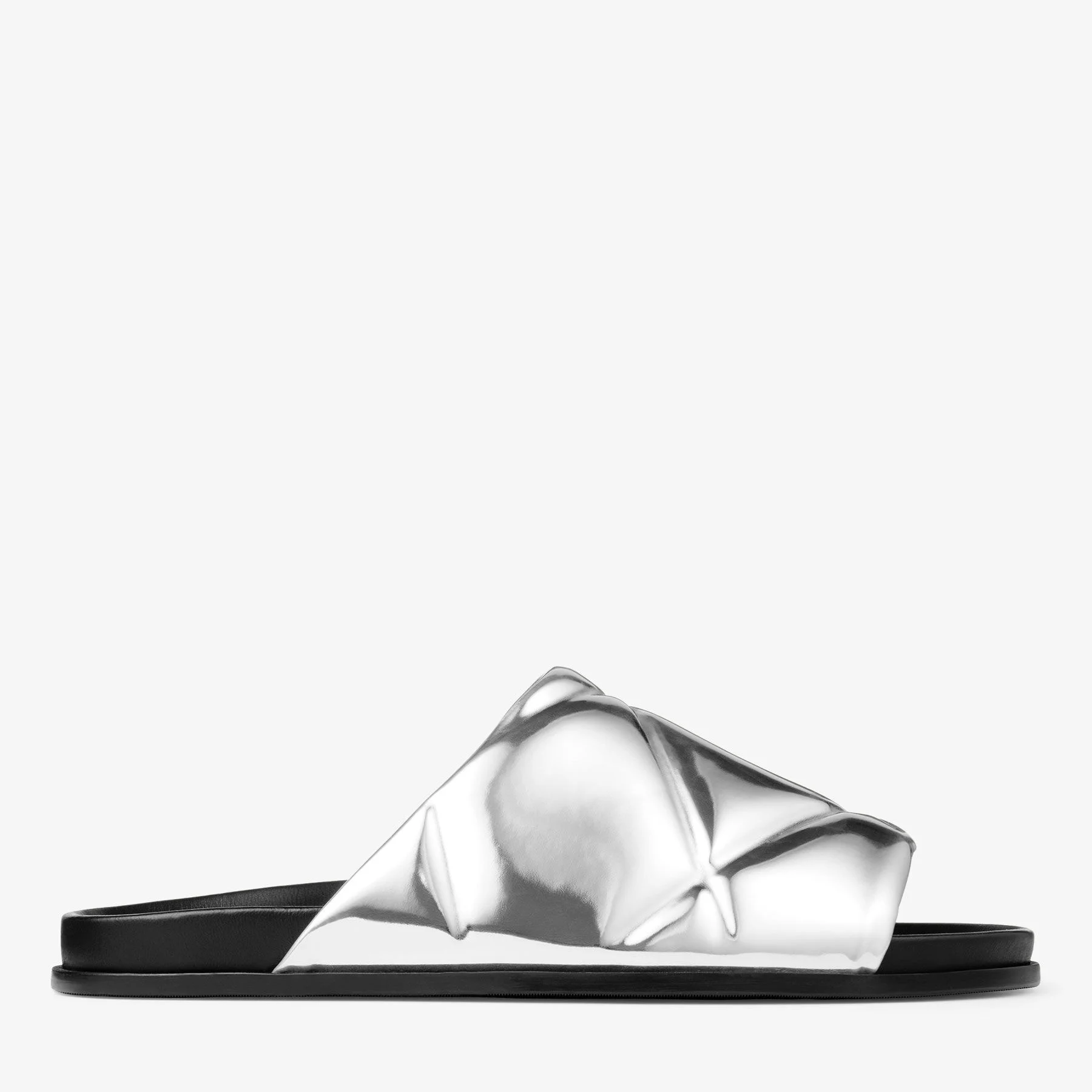 Sav Slide M
Silver Metallic Leather Quilted Slide - 1