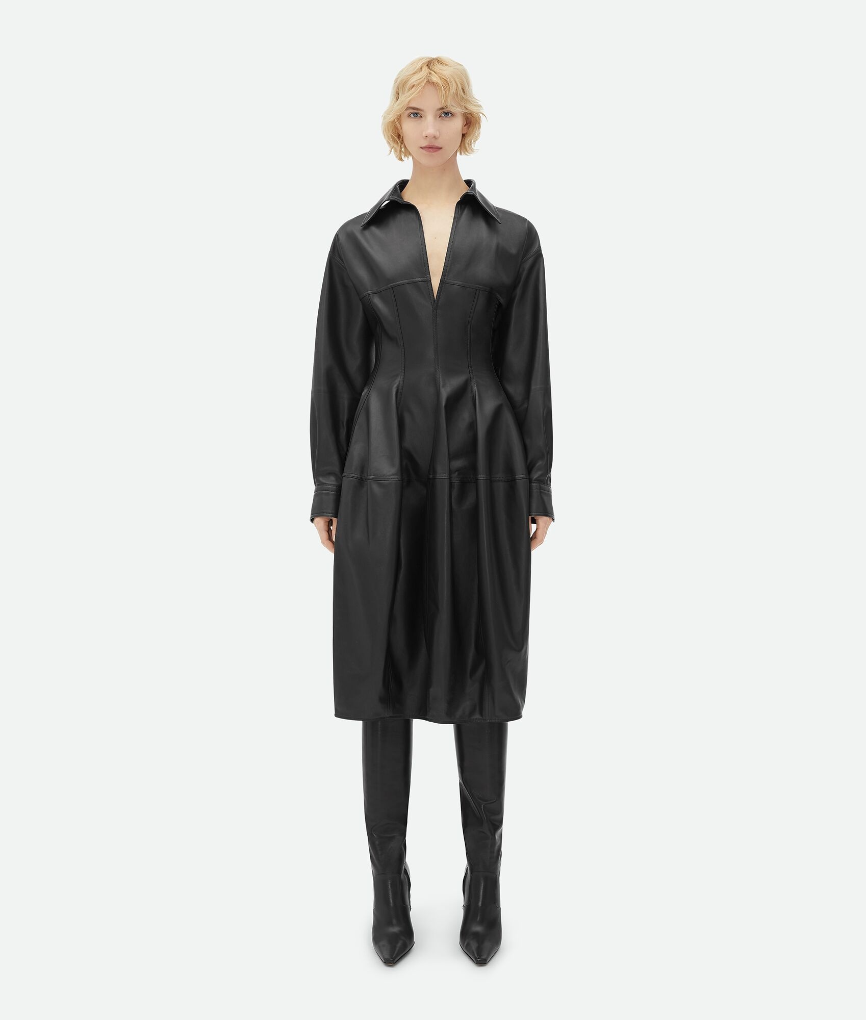 Leather Midi Balloon Dress - 4