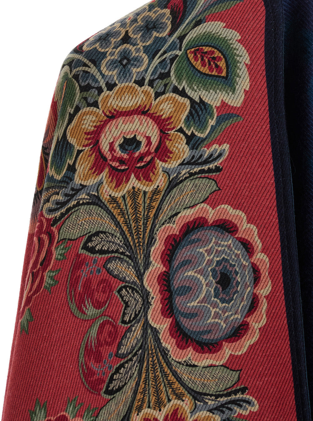 Etro Women Red Cape With All-Over Floral Motif In Wool Blend Woman - 3