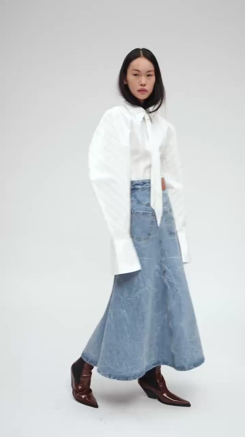 PUFF SLEEVE SHIRT WHITE STRIPE 6
