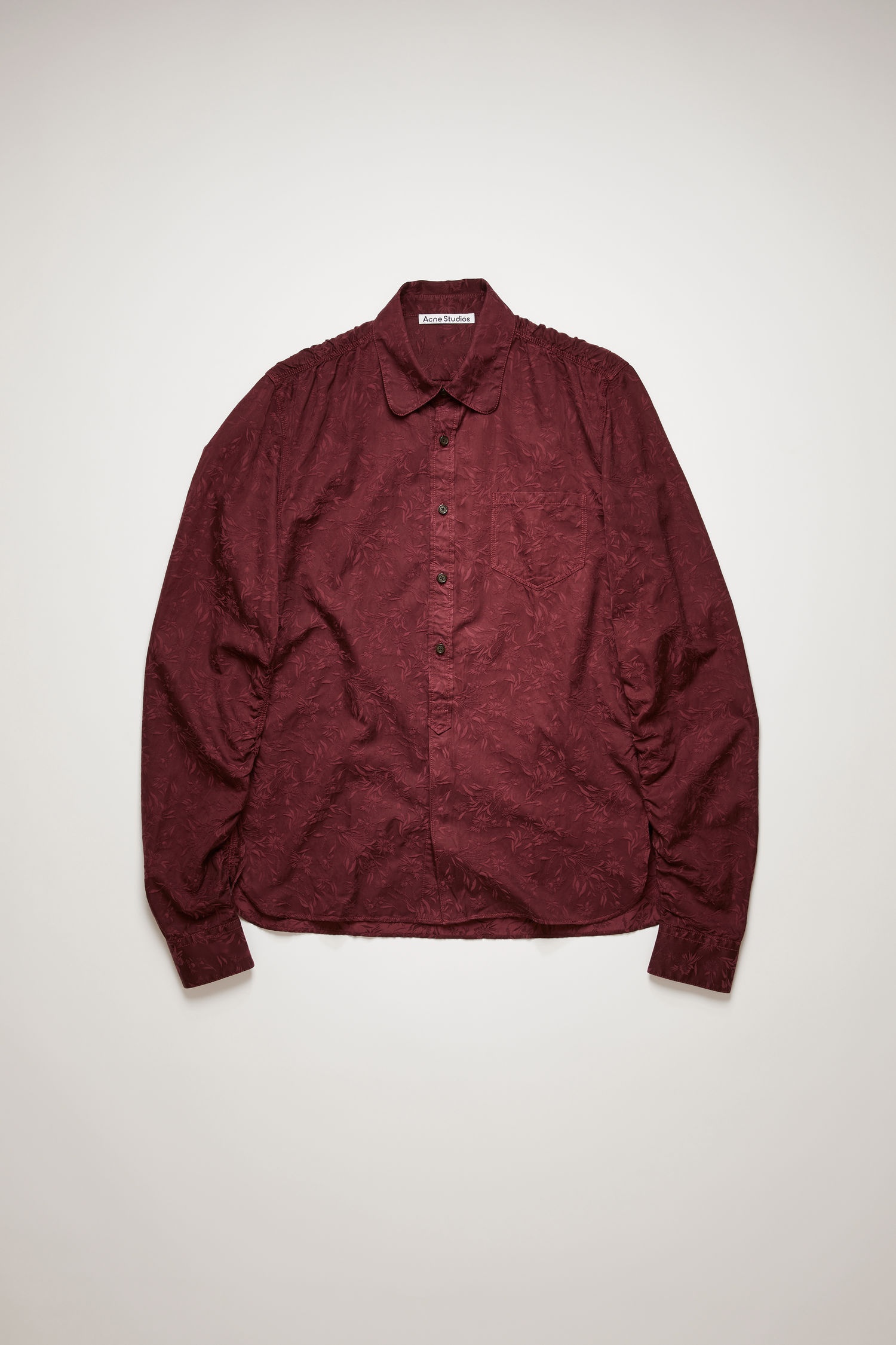 Floral jacquard shirt burgundy - 1