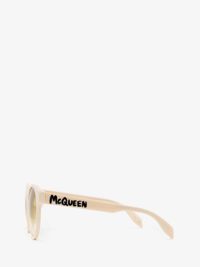 Mcqueen Graffiti Round Sunglasses in White - 2