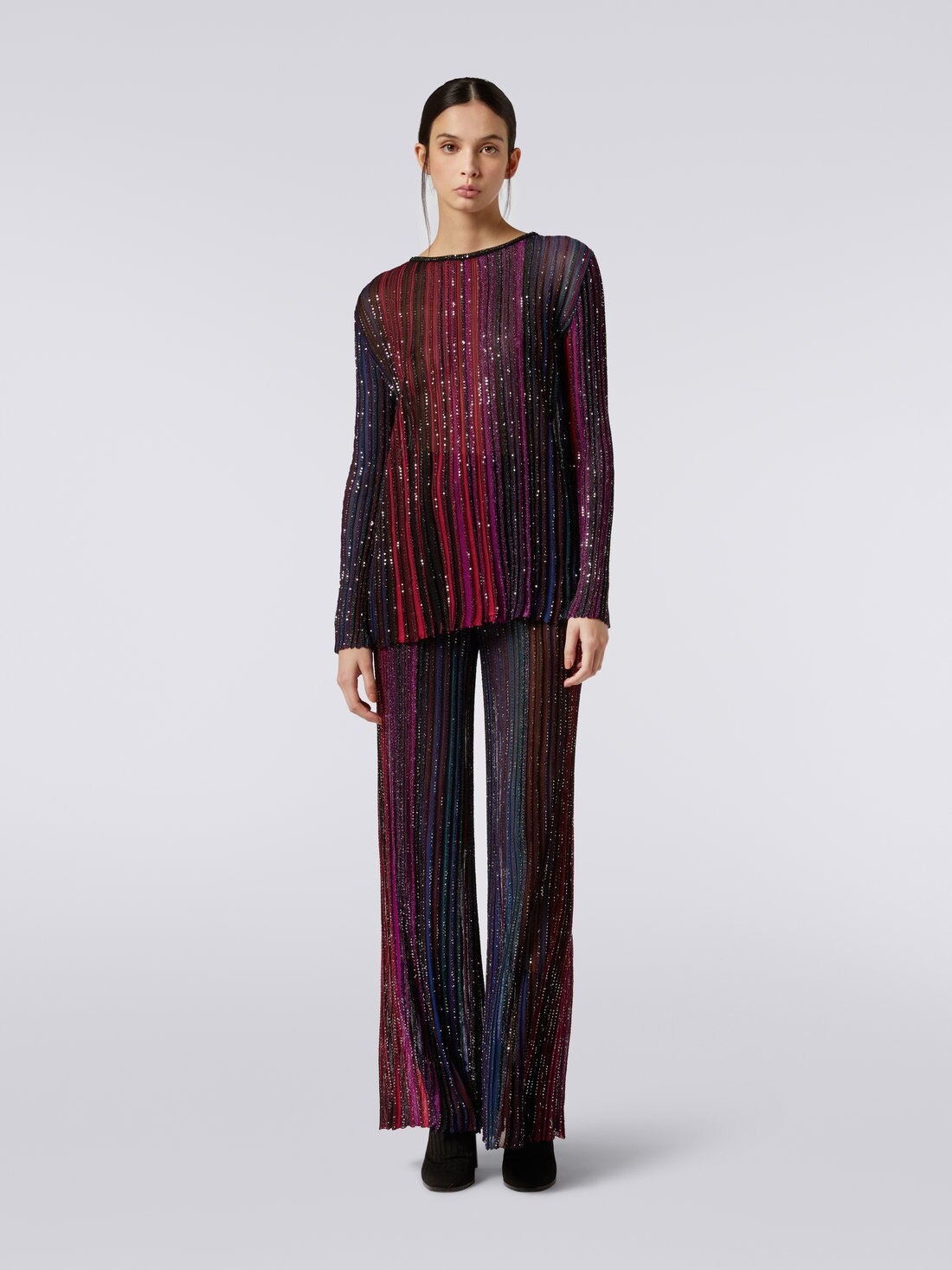 Viscose blend crew-neck pullover with sequins - 2