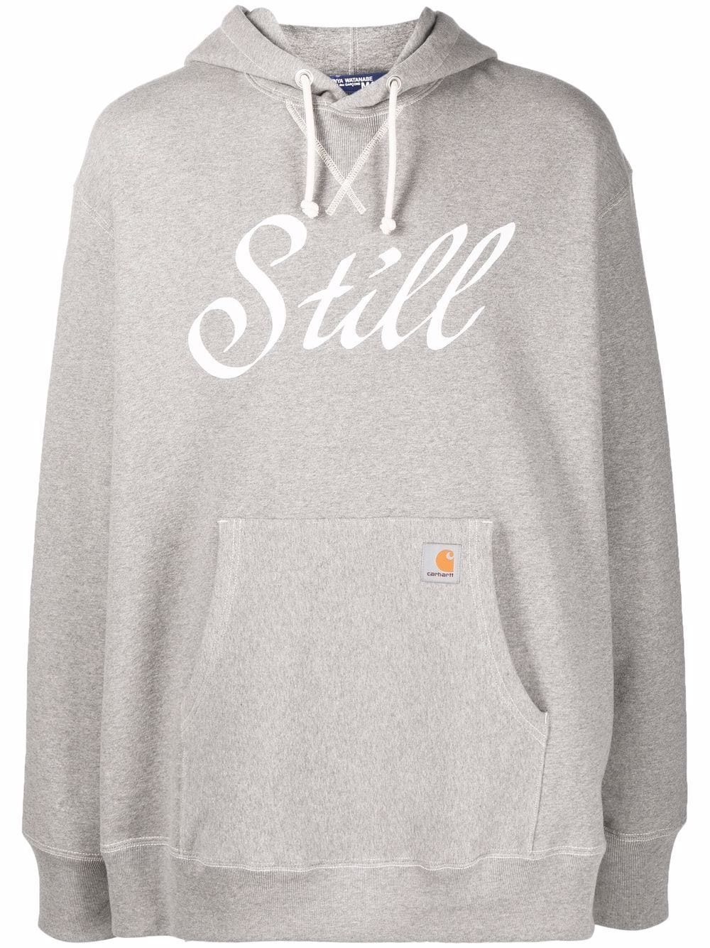 slogan-print cotton hoodie - 1