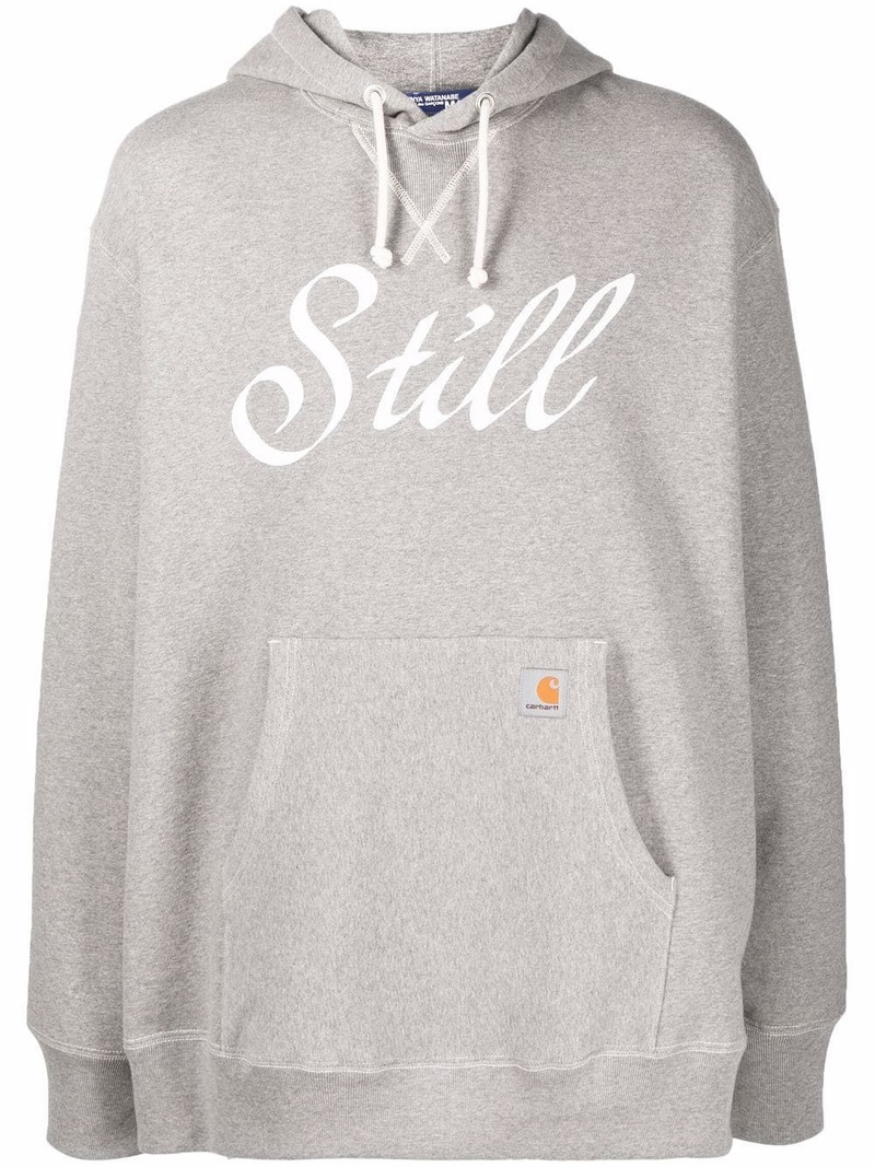 slogan-print cotton hoodie 1