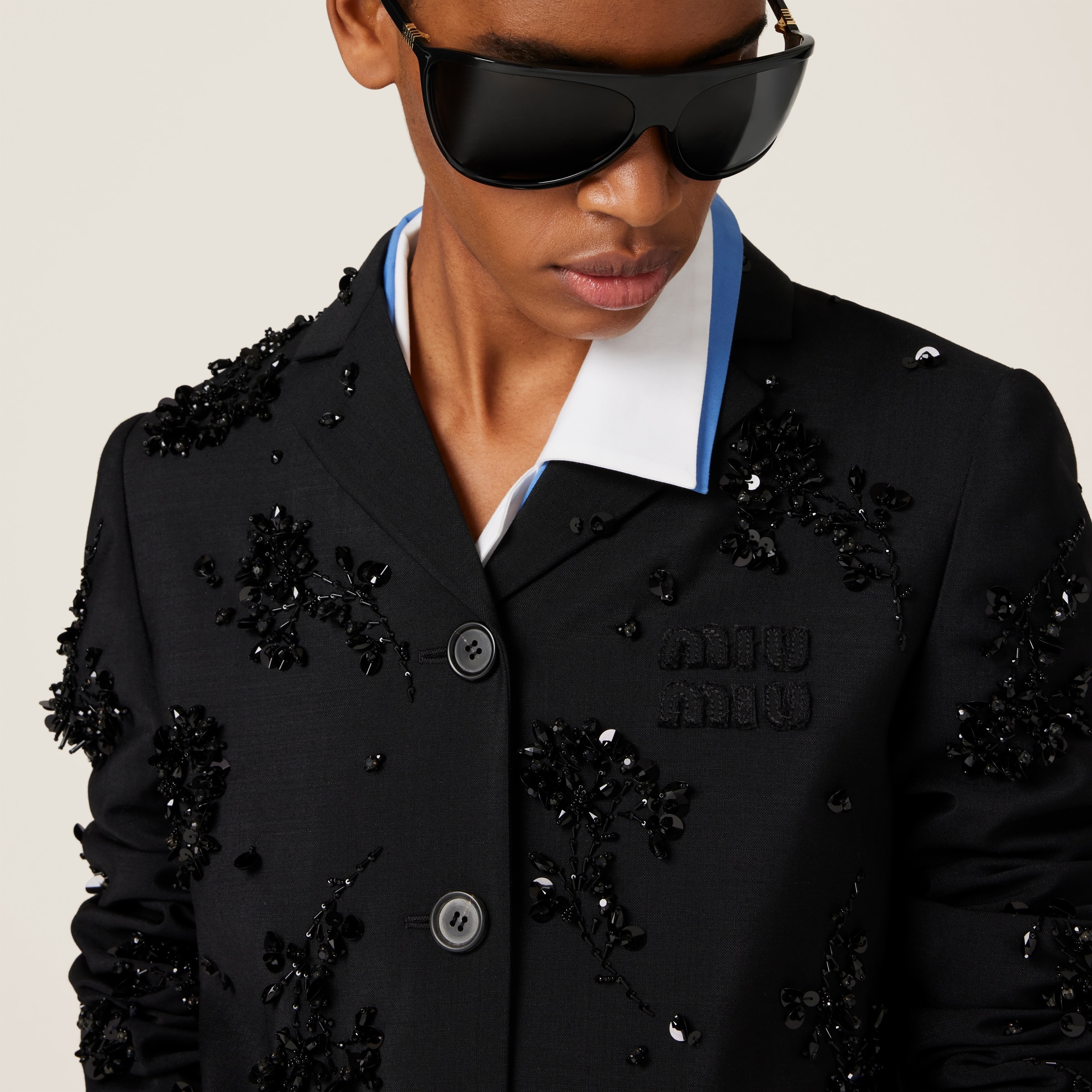 Embroidered single-breasted kid mohair jacket - 4