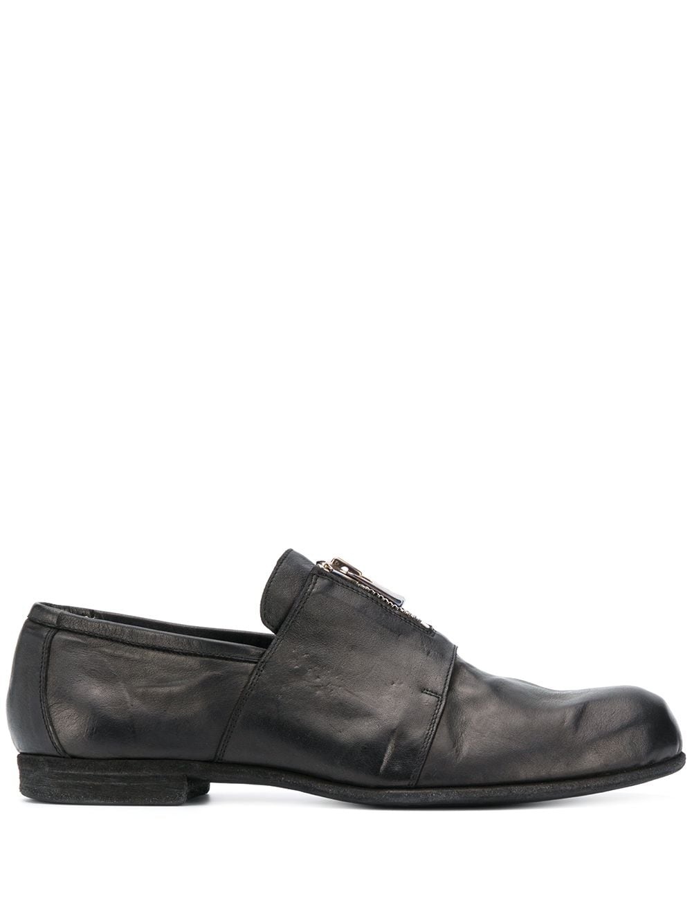 zip-front leather loafers - 1